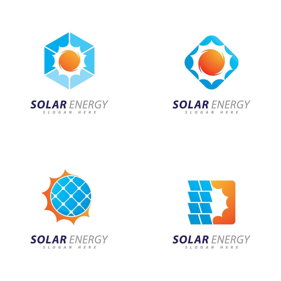 Sun energy logo design template. Creative Solar panel energy electric electricity logo vector