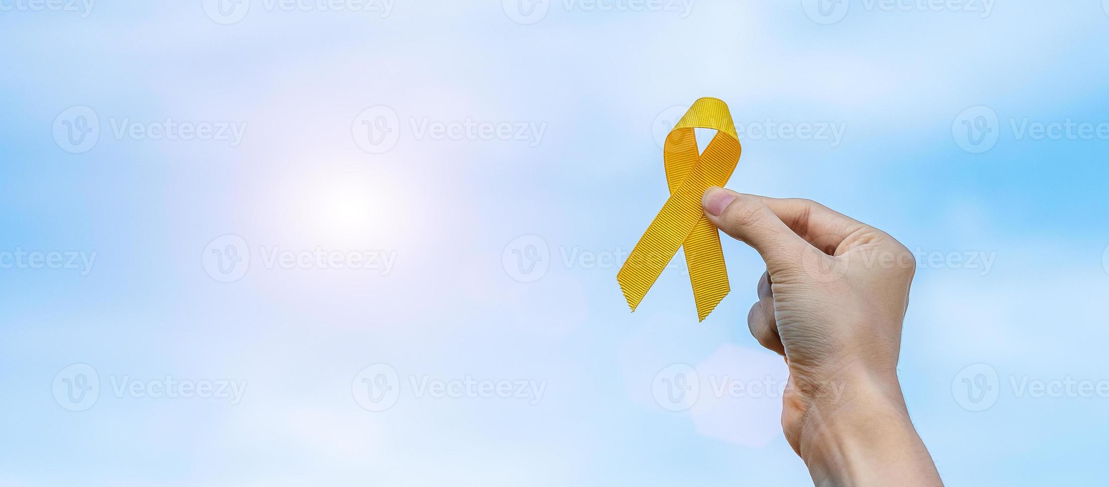 Suicide prevention, Sarcoma, bone, bladder, Childhood cancer Awareness month, Yellow Ribbon for supporting people living and illness. children Healthcare and World cancer day concept photo