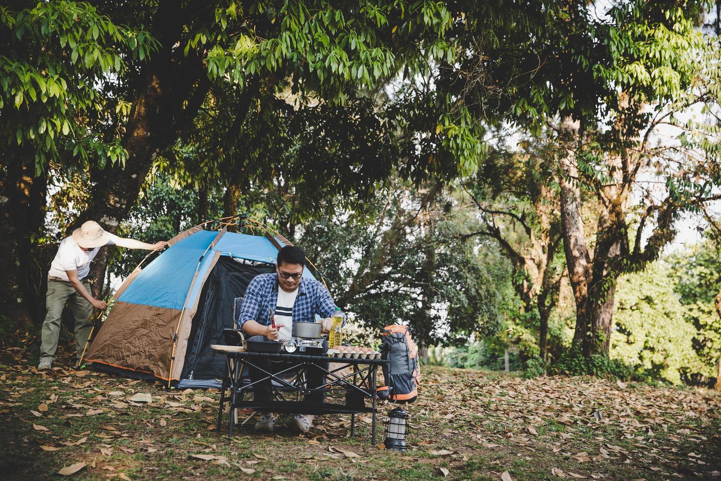 Two best friends go camping photo