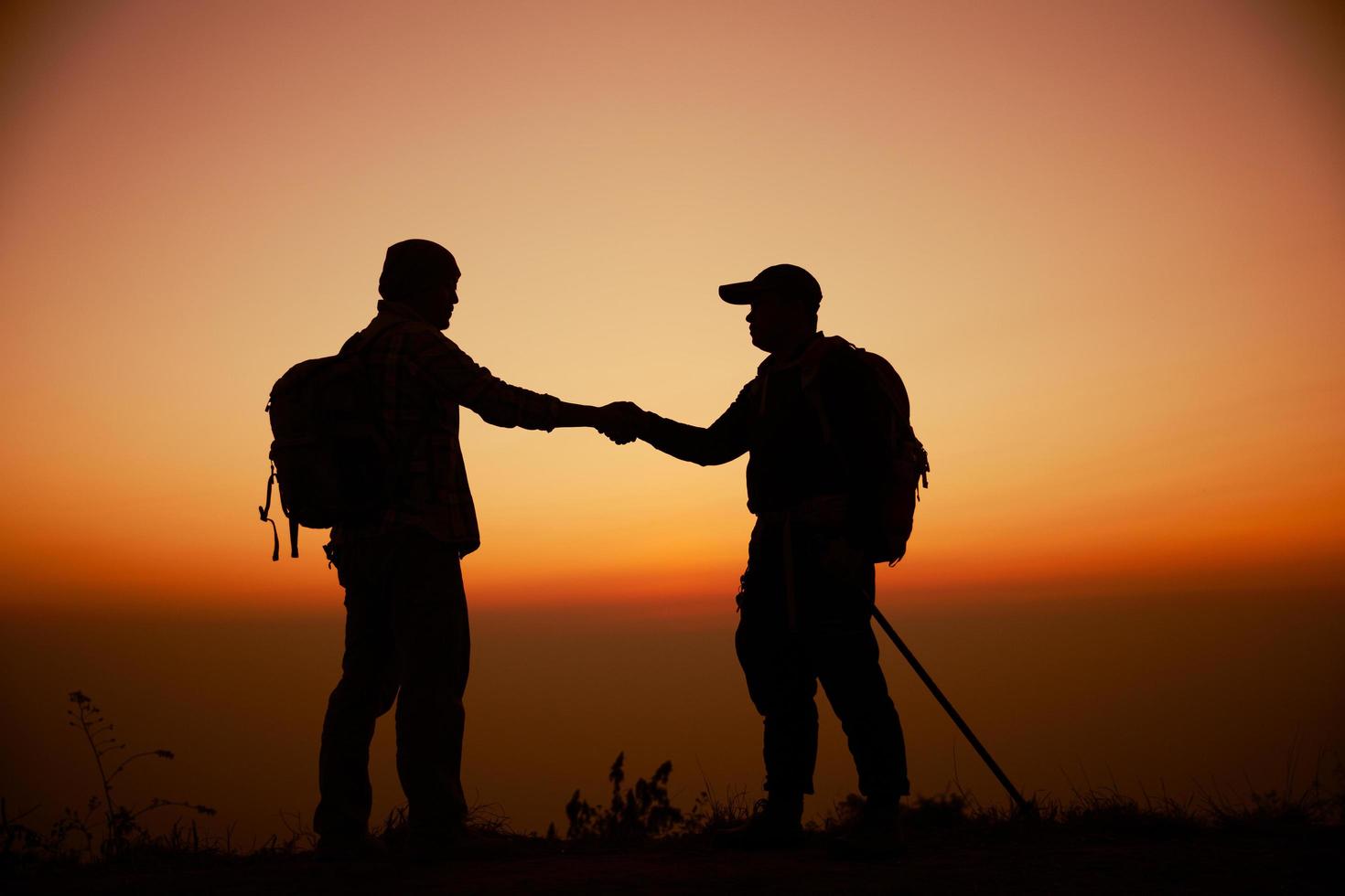 Hiker with backpack photo