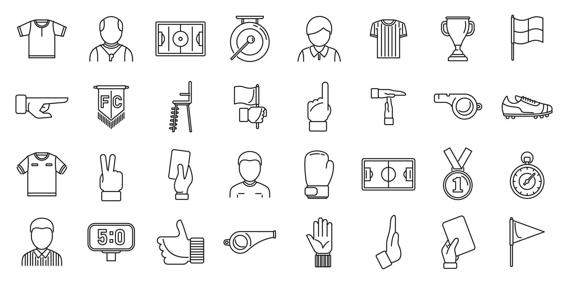 Match referee icons set outline vector. Player card vector