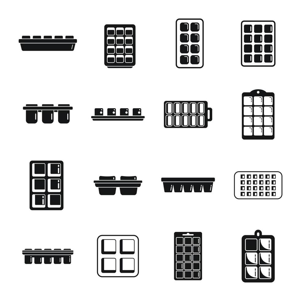 Ice cube trays icons set simple vector. Cool container vector