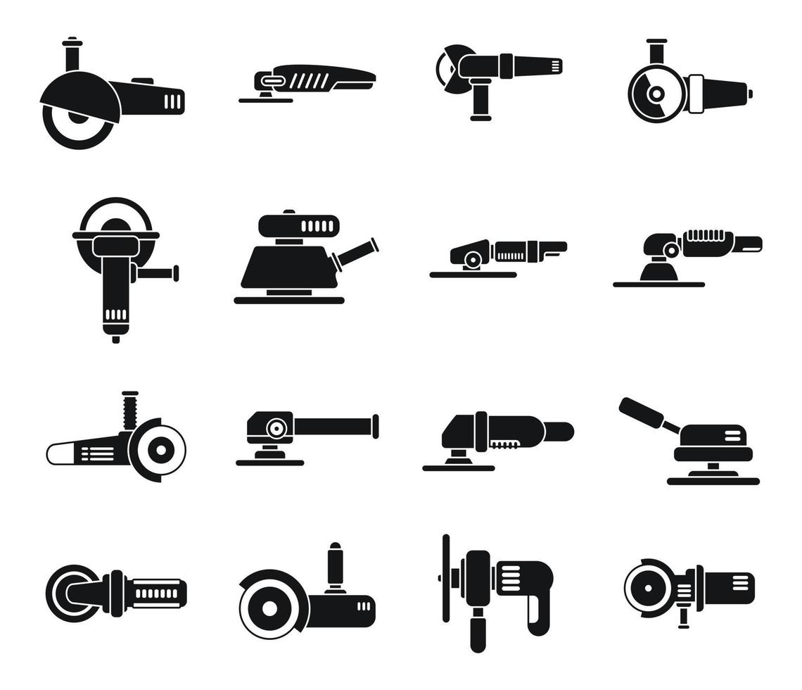 Grinding machine icons set simple vector. Build construct vector