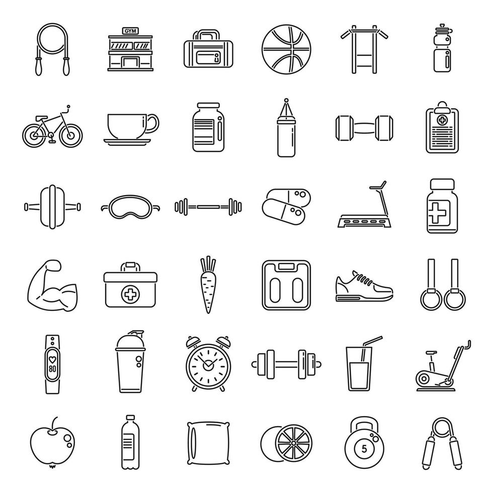 Healthy lifestyle icons set outline vector. Diet food vector