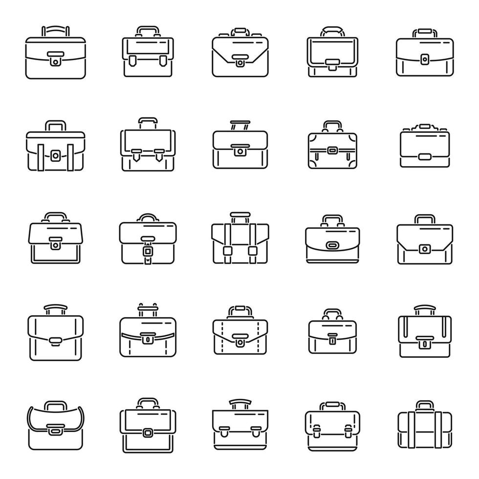 Briefcase icons set outline vector. Office bag vector