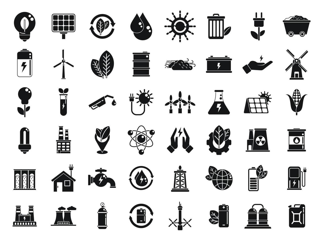 Natural resources icons set simple vector. Nature energy vector