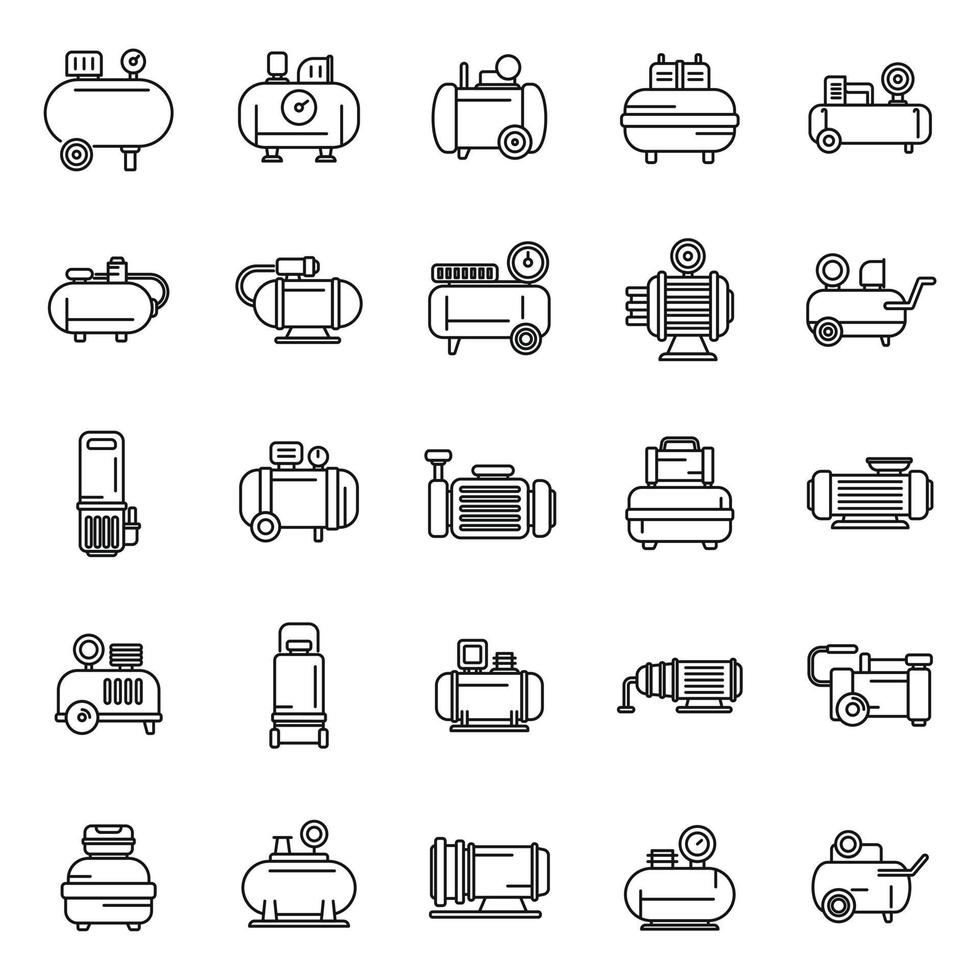 Compressor icons set outline vector. Air car vector