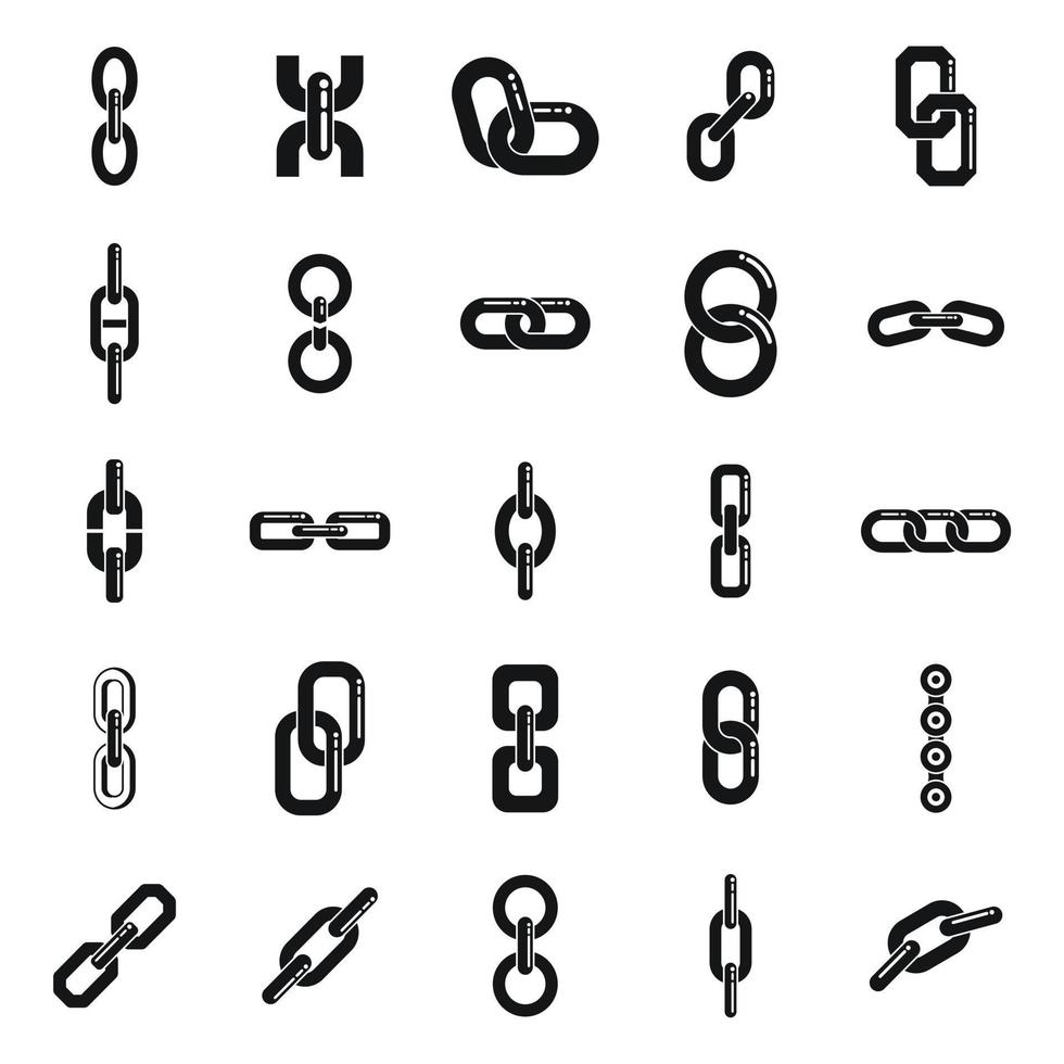 los iconos de eslabones de cadena establecen un vector simple. enlace de bicicleta