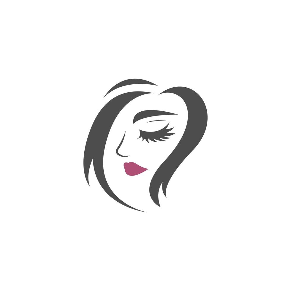 Female beauty hair logo illustration vector