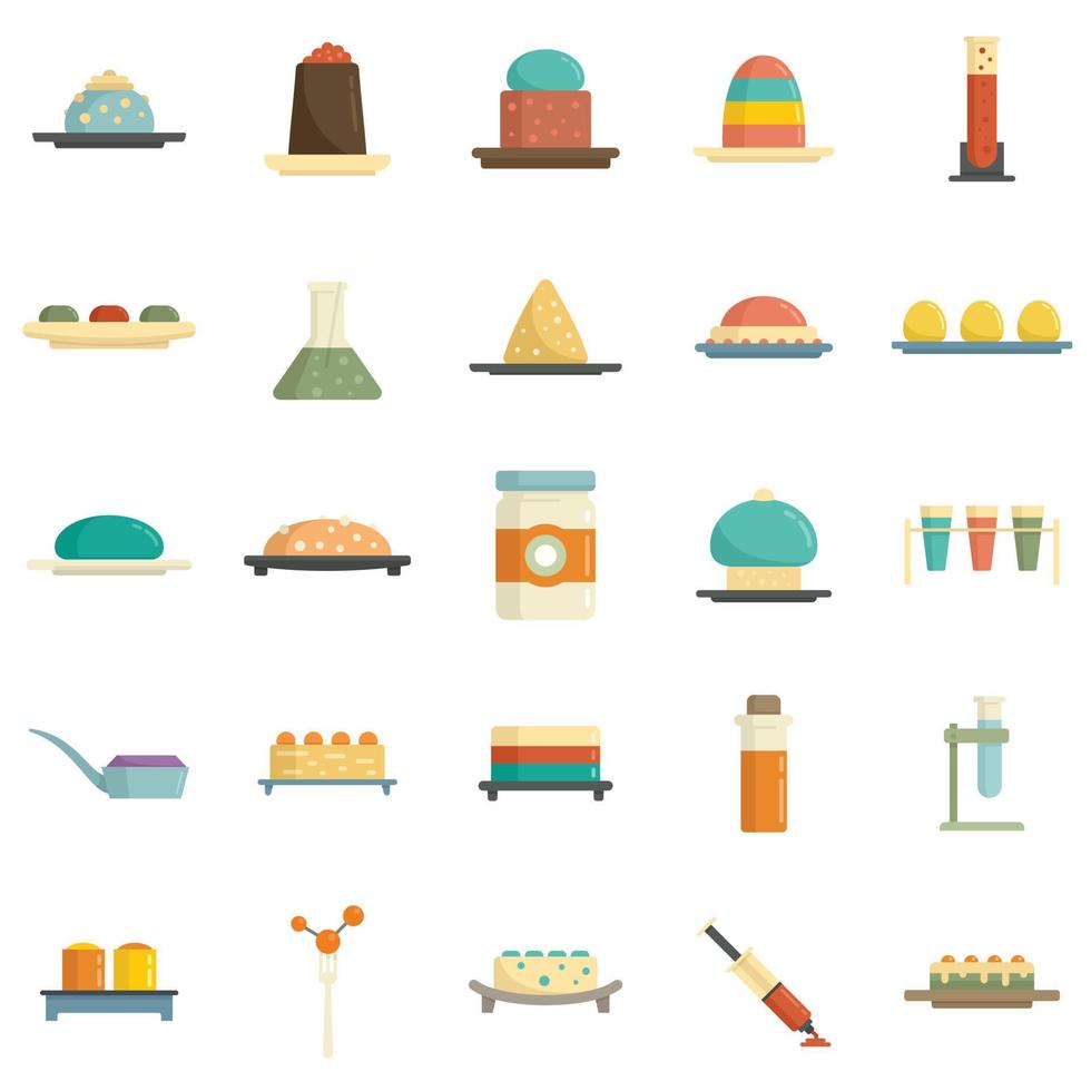 Molecular cuisine icons set flat vector isolated
