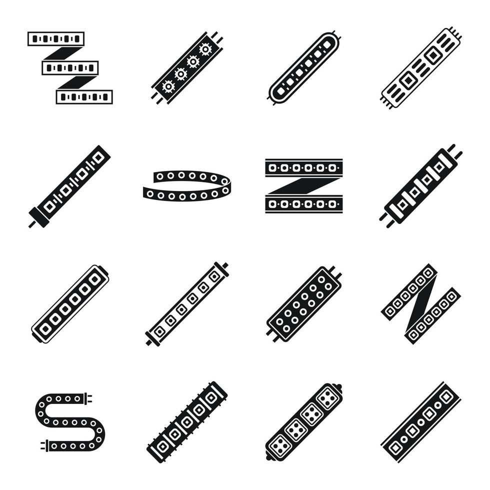 Led strip lights icons set simple vector. Module led vector