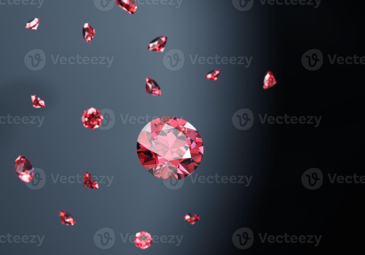 Ruby Gem Diamond group falling background soft focus bokeh 3d rendering photo