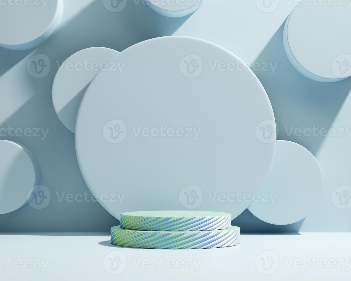 Abstract Blue Podium Platform For Product Display Showcase 3D Rendering photo