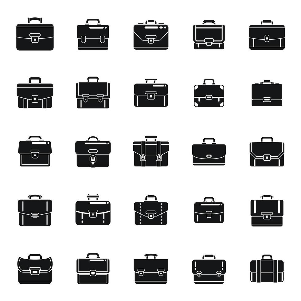 Briefcase icons set simple vector. Office bag vector