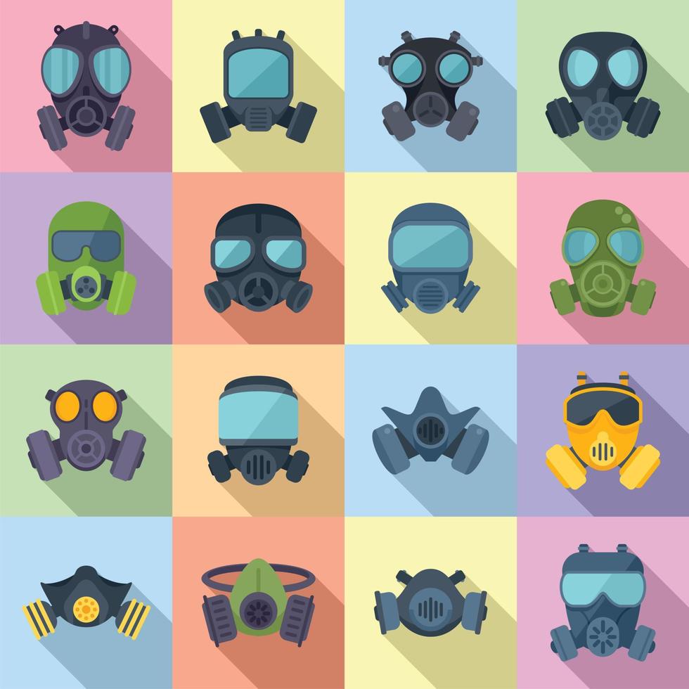 Gas mask icon flat vector. Air pollution vector