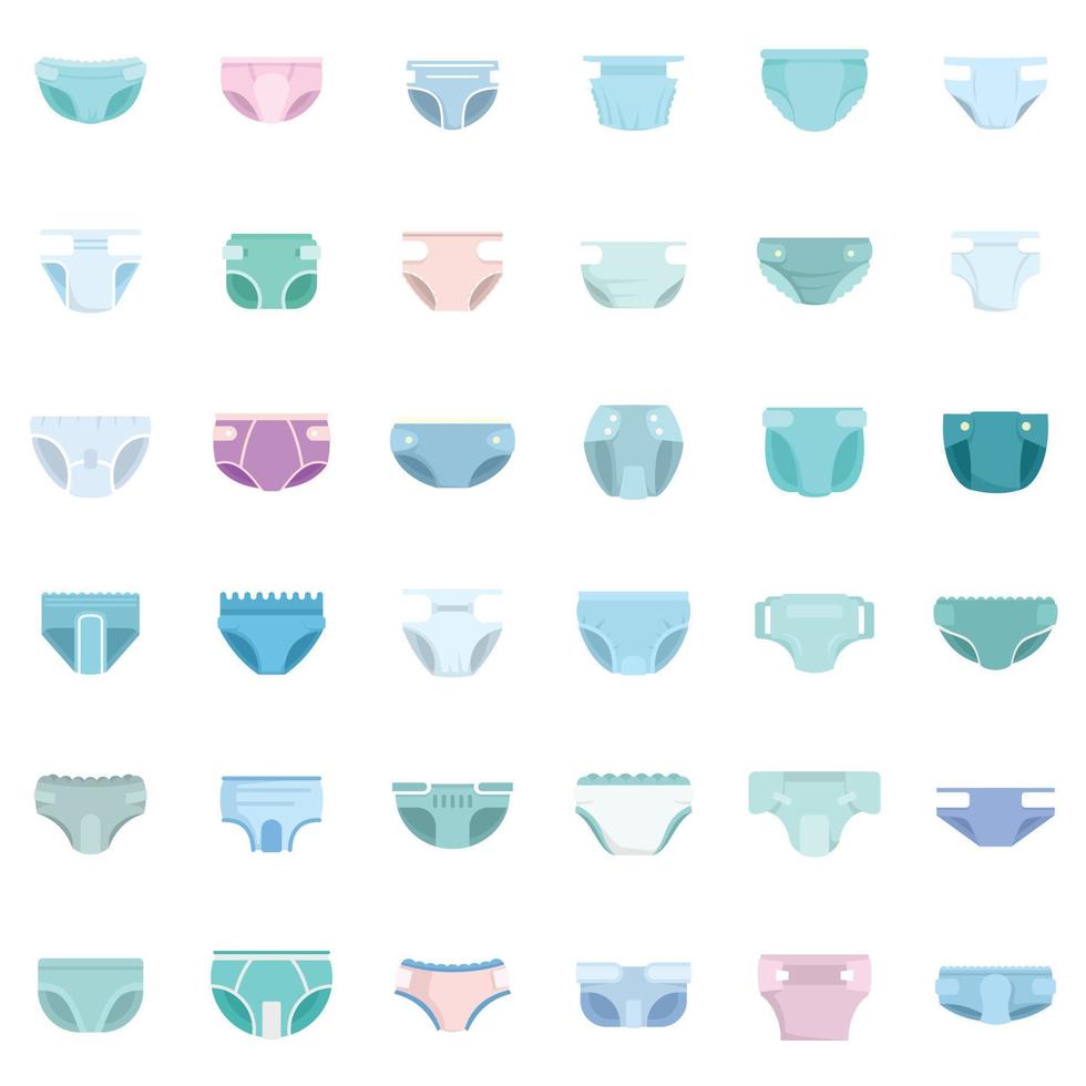 Diaper icons set flat vector isolated