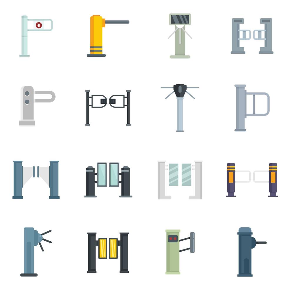 Turnstile icons set flat vector isolated