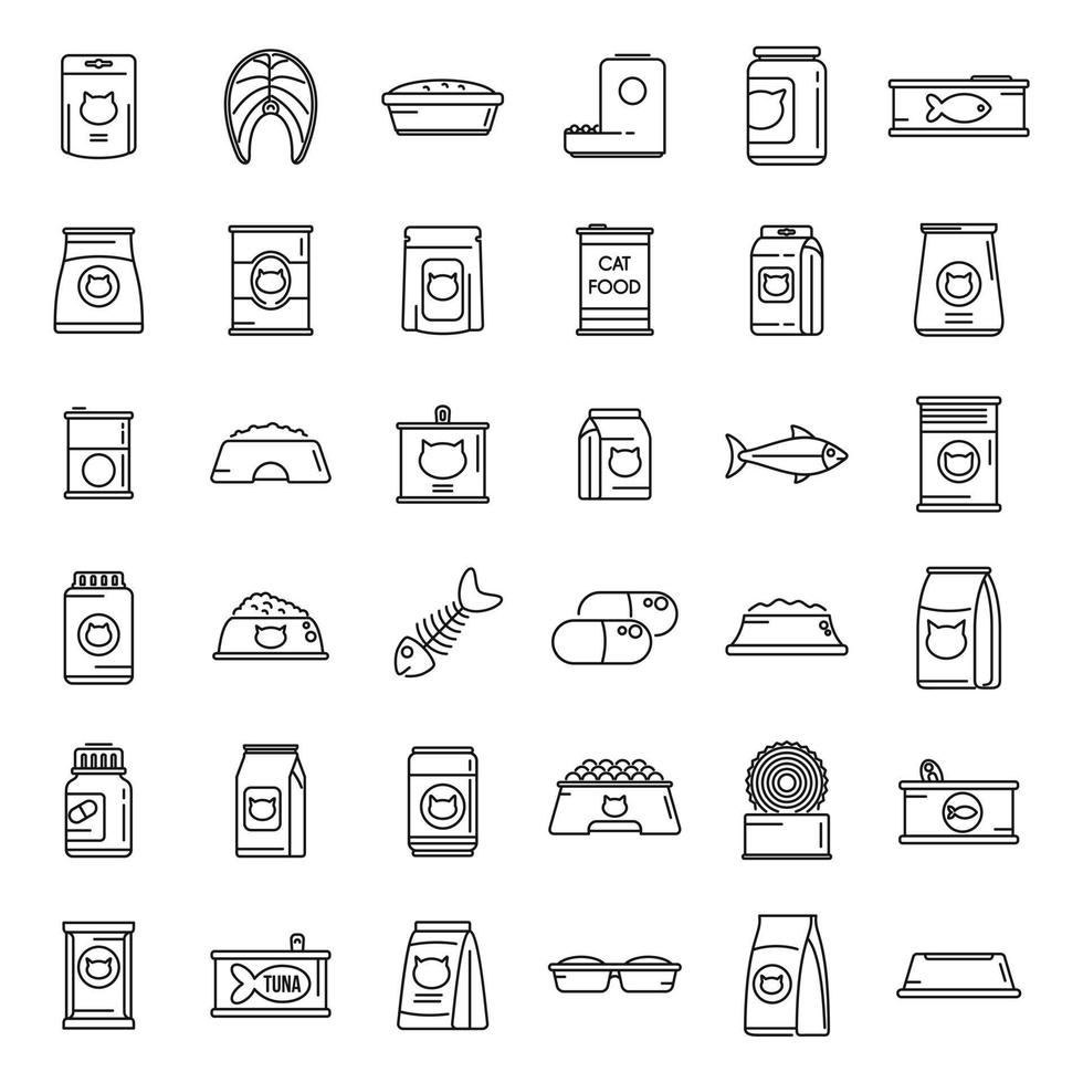Cat food icon outline vector. Canned food vector