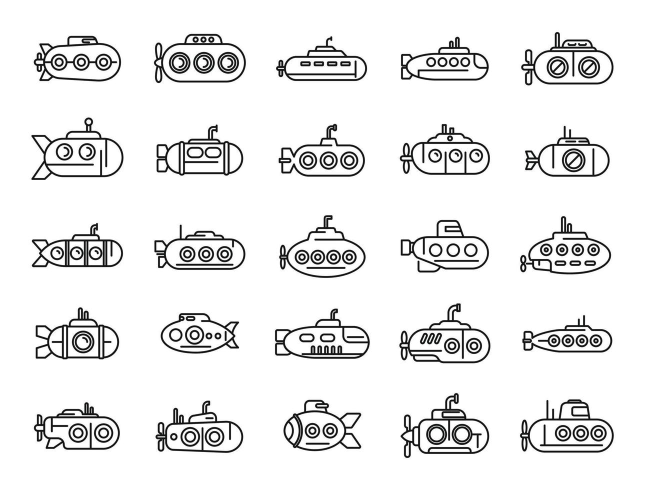 Submarine icons set outline vector. Periscope guard vector