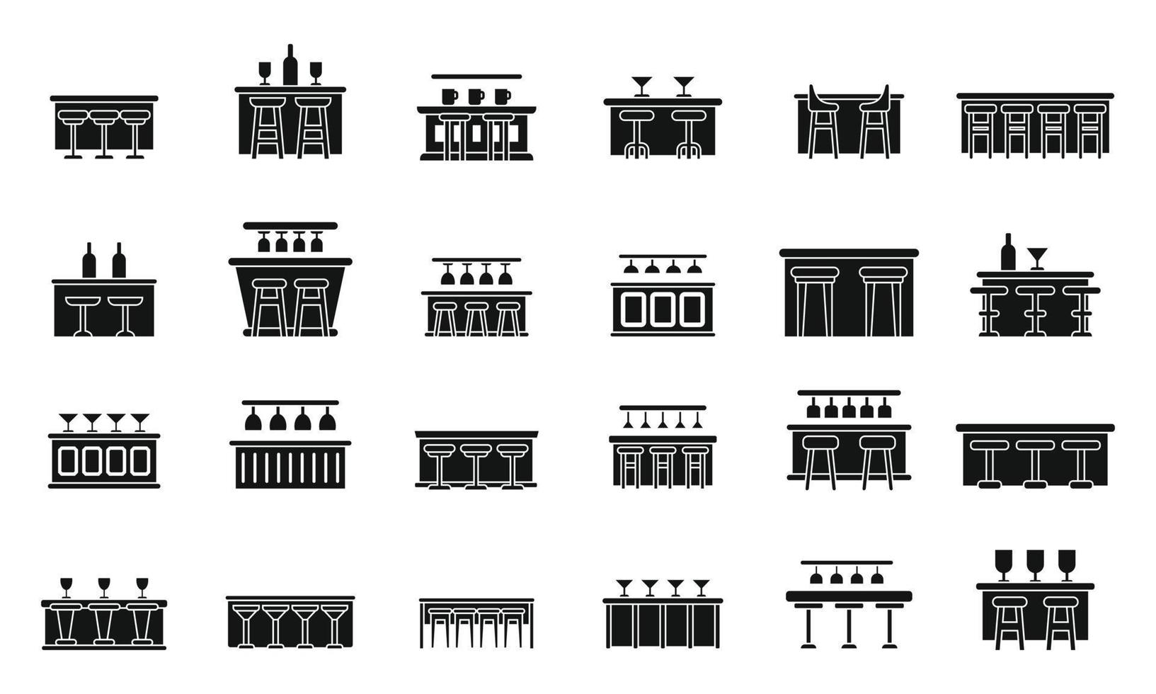 Bar counter icons set simple vector. Glass breakfast vector