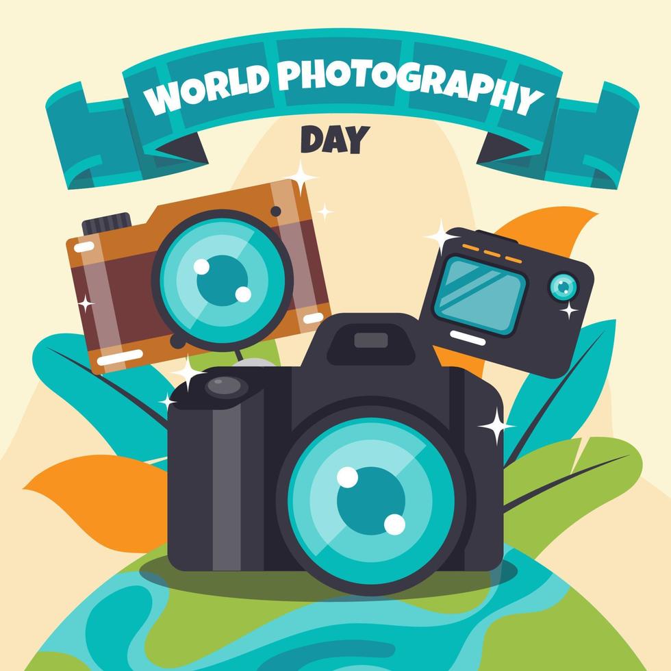 World Photography Day Concept vector