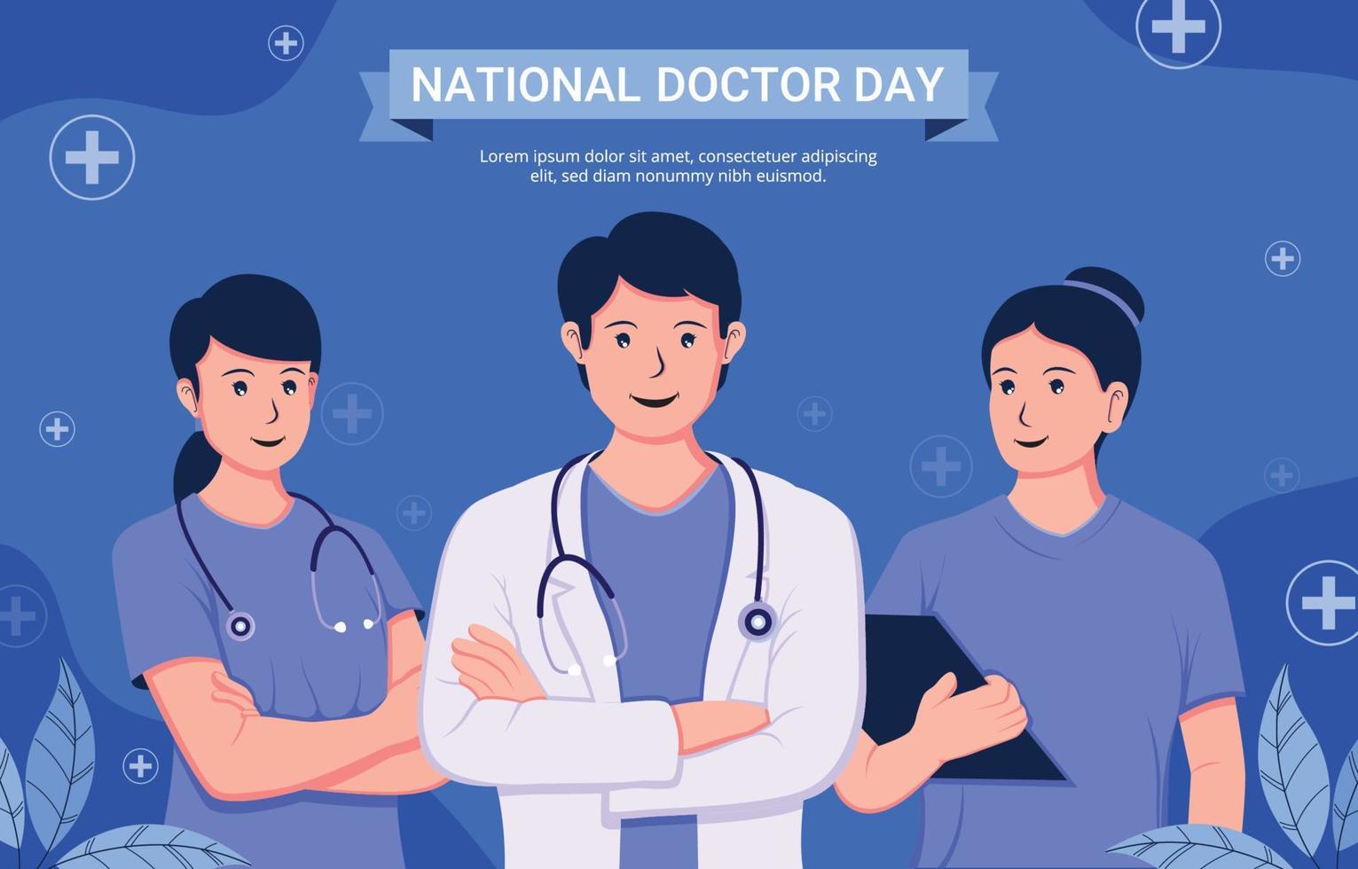 ilustración del día nacional del médico de estilo plano vector