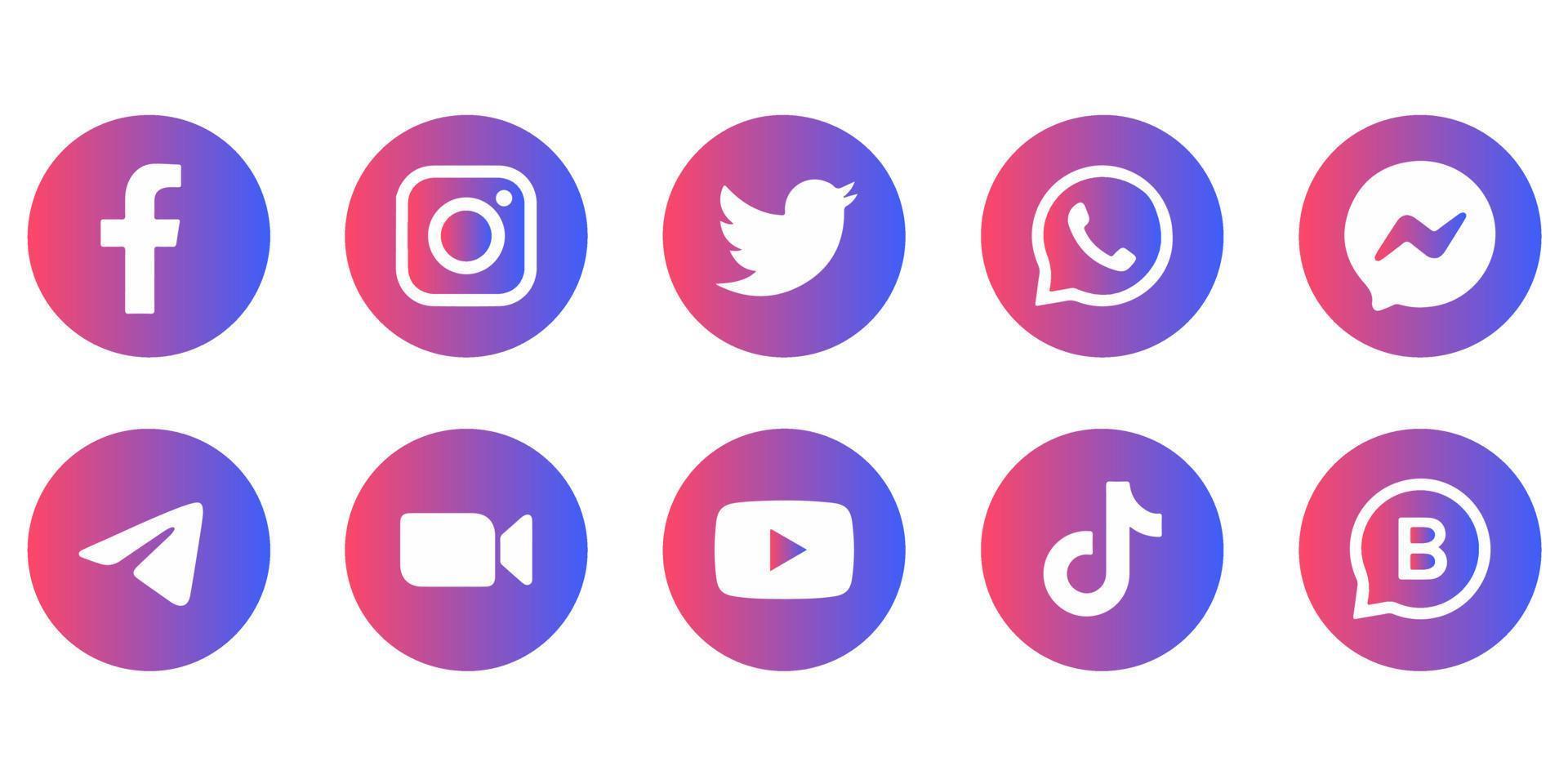 Social media icons with gradient color set for free vector