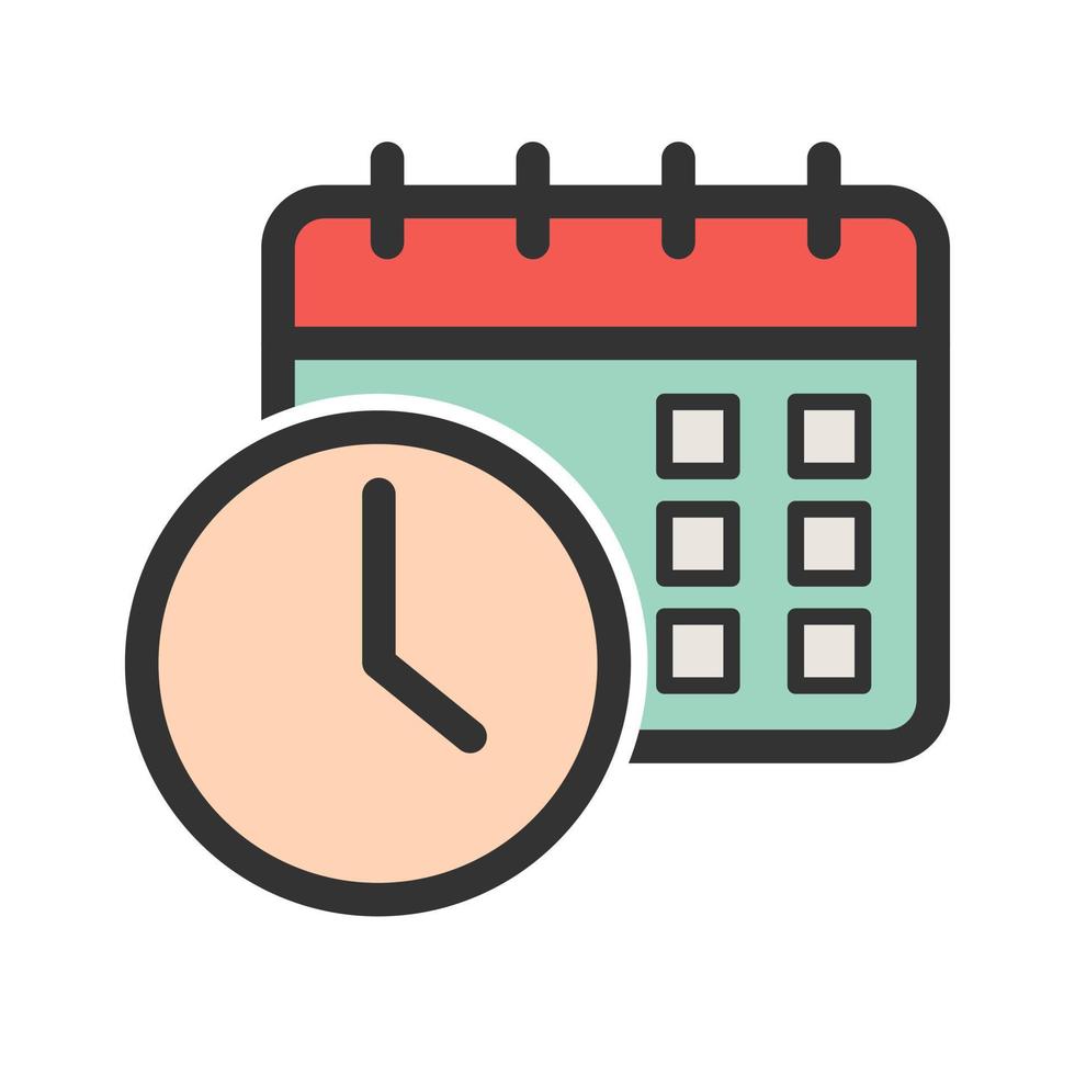 Scheduled Date and Time Filled Line Icon vector