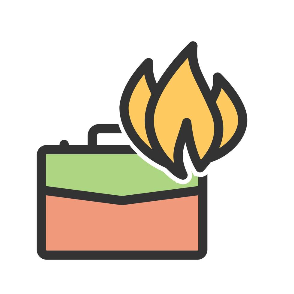 Briefcase on Fire Filled Line Icon vector