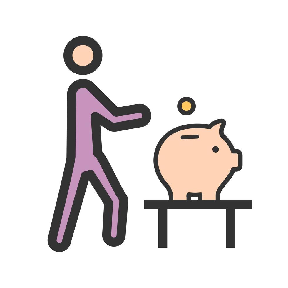 Man Saving Money Filled Line Icon vector