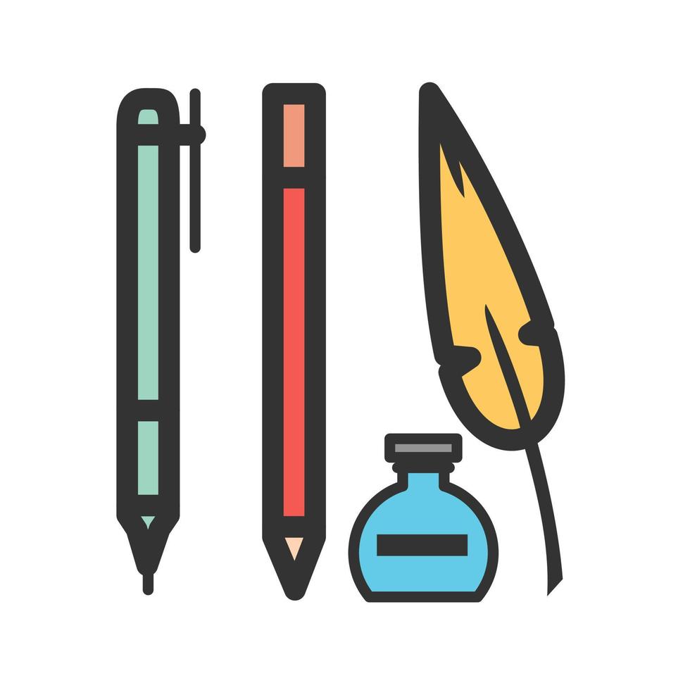 Writing Equipment Filled Line Icon vector
