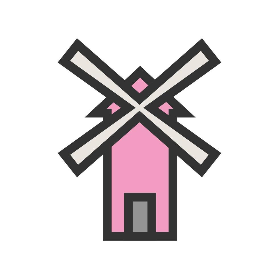 Windmill Filled Line Icon vector