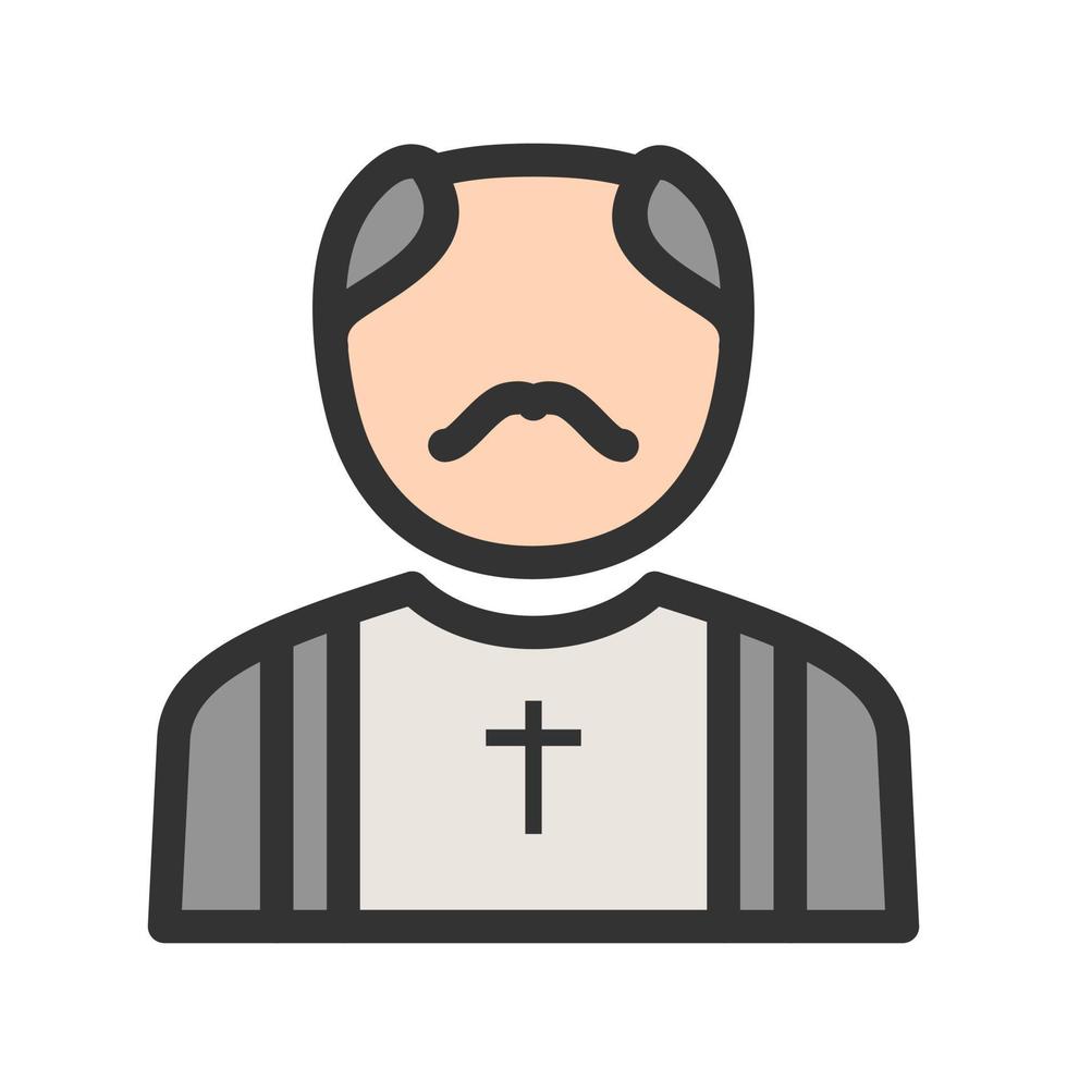 icono de línea llena de sacerdote vector