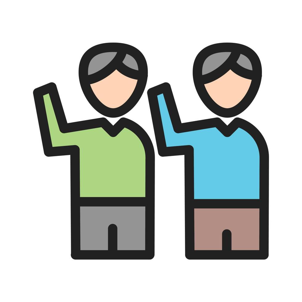 Waving to people II Filled Line Icon vector