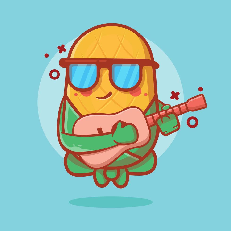 cool corn character mascot playing guitar isolated cartoon in flat style design vector