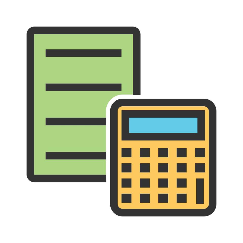 Documented Calculation Filled Line Icon vector