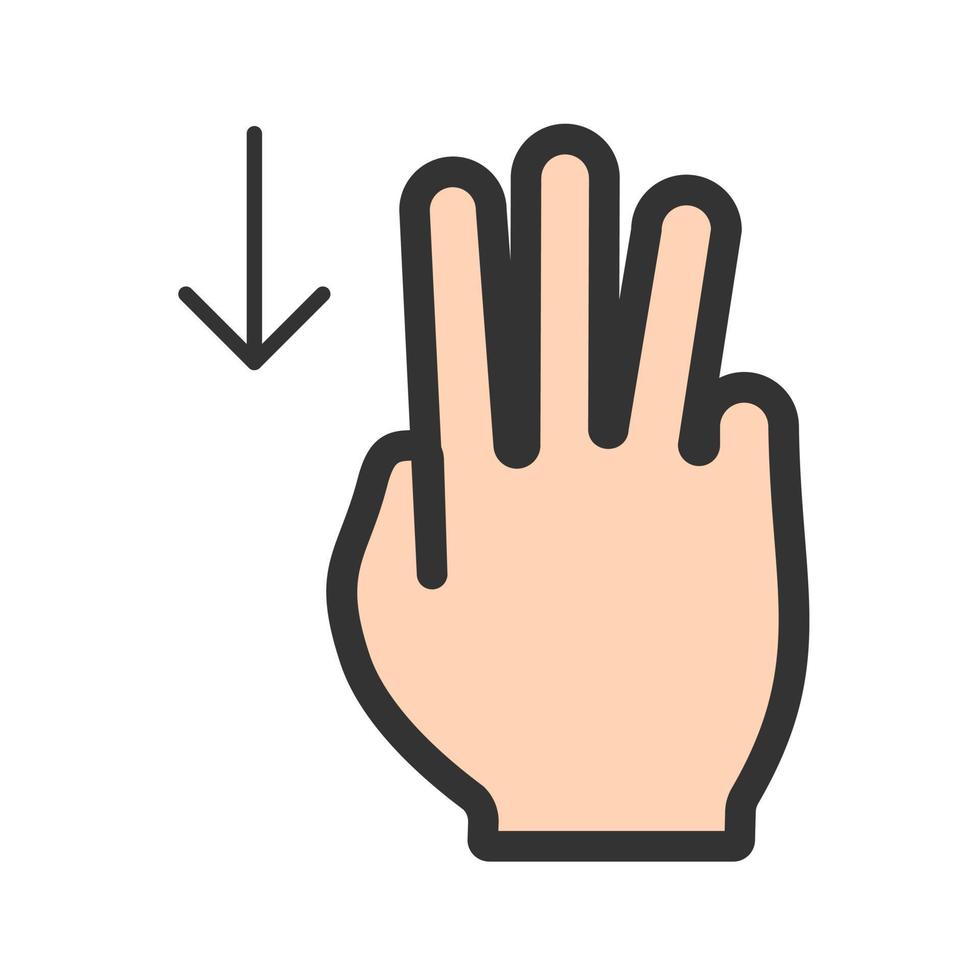 Three Fingers Up Filled Line Icon vector