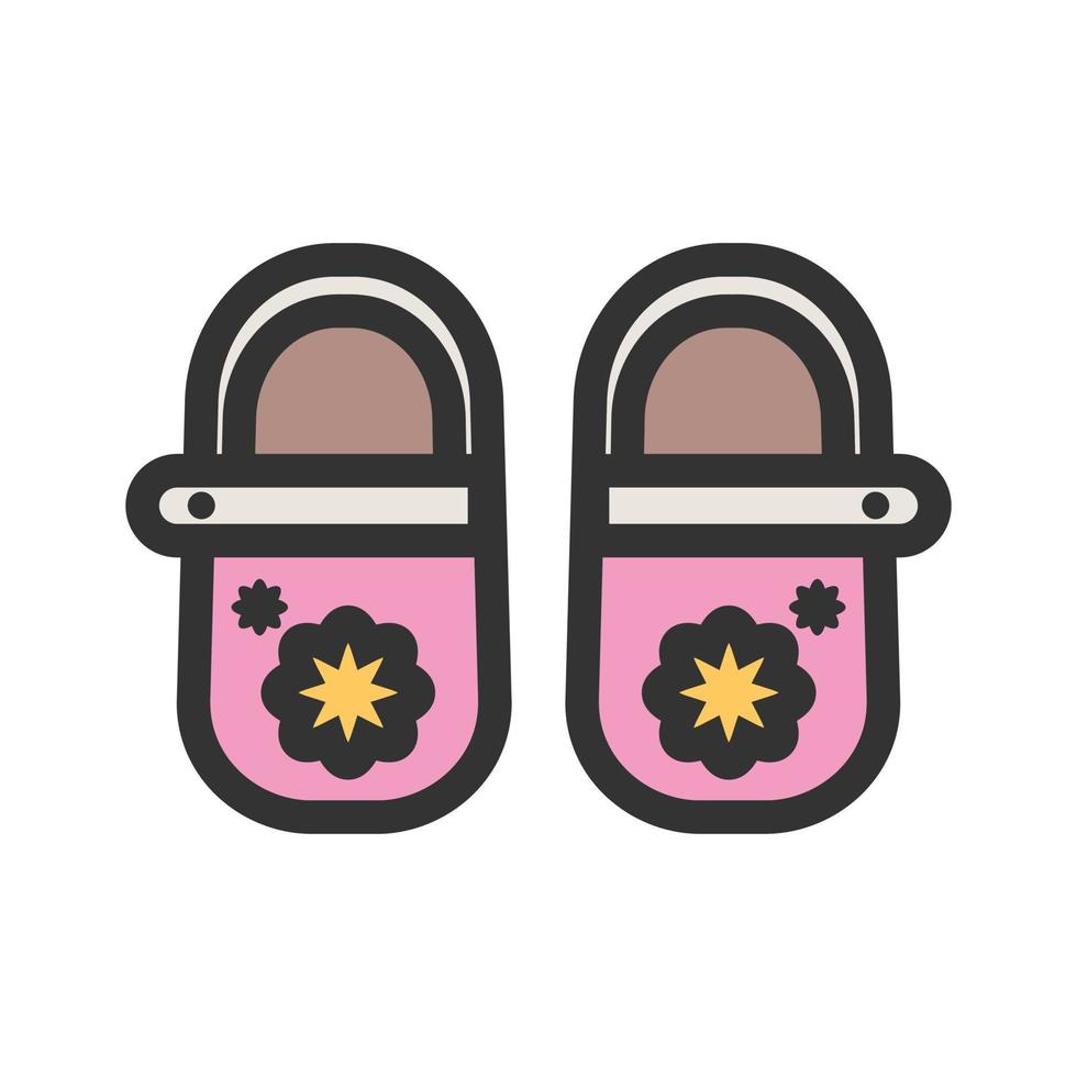 icono de línea llena de zapatos de niña vector