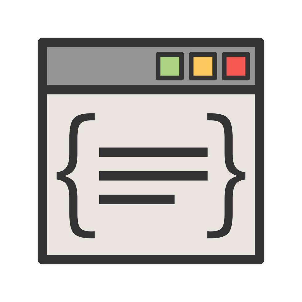 icono de línea llena de código vector