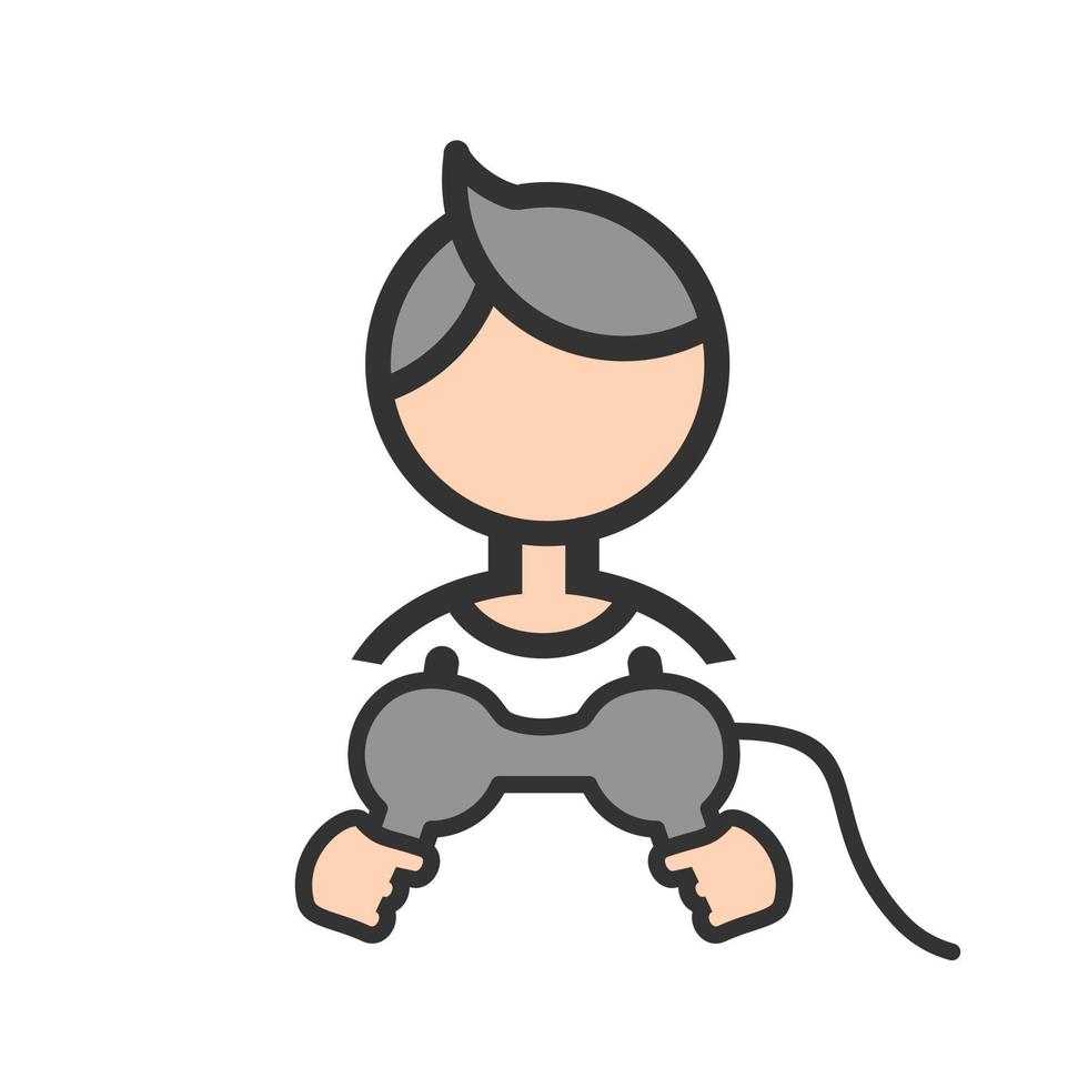 Playing Video Game Filled Line Icon vector