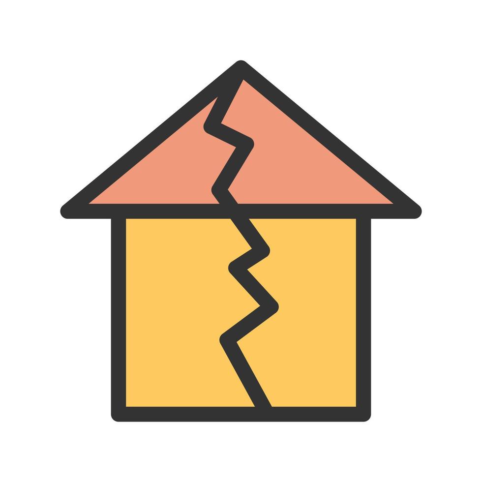 Earthquake Hitting House Filled Line Icon vector