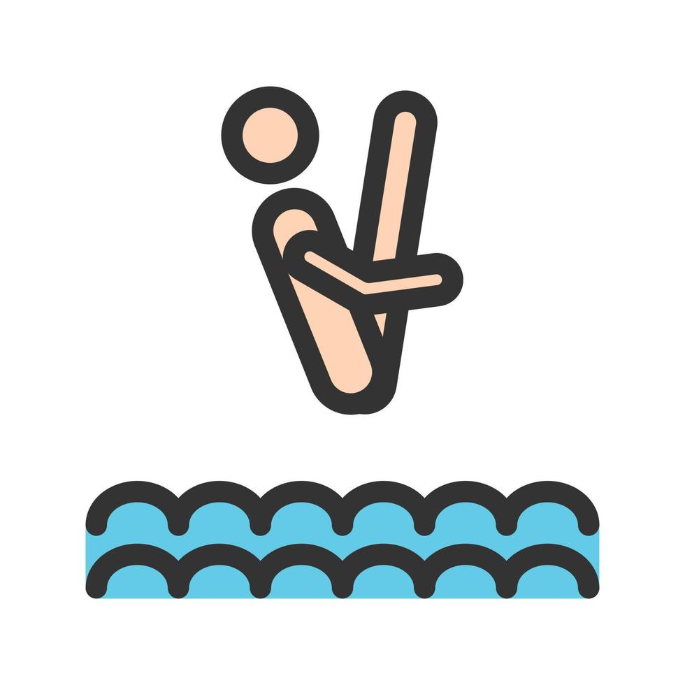 icono de línea llena de buceo ii vector