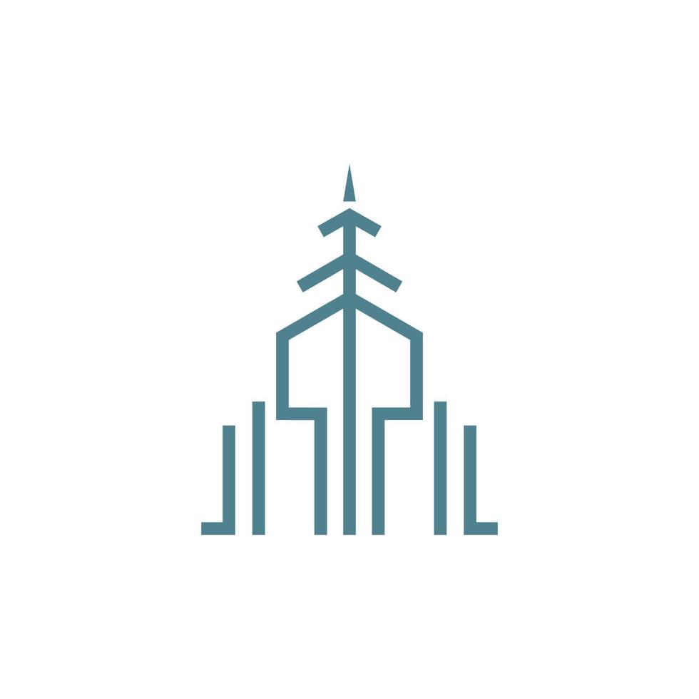 ilustración de diseño plano de logotipo de icono de torre vector