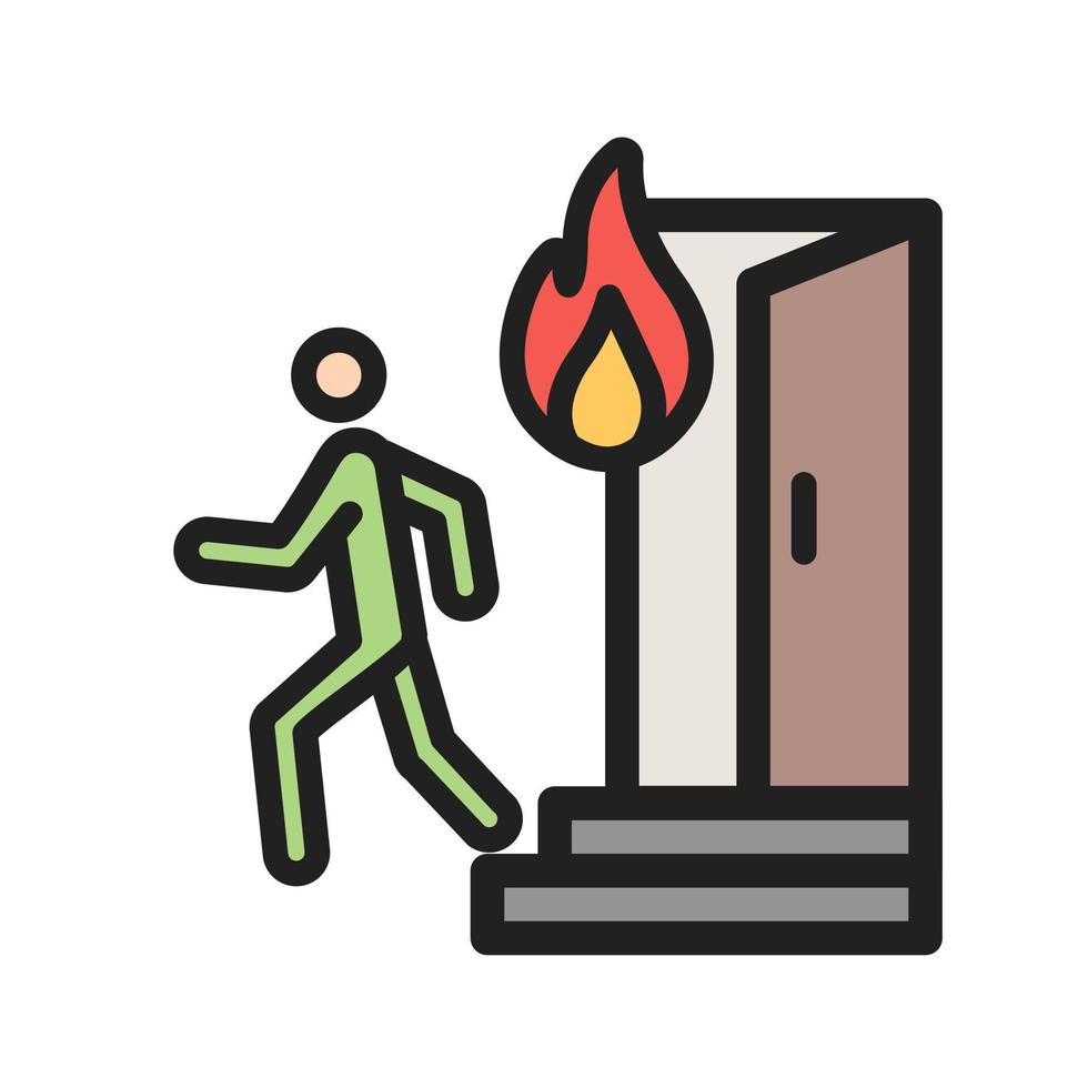 Running from Fire Filled Line Icon vector