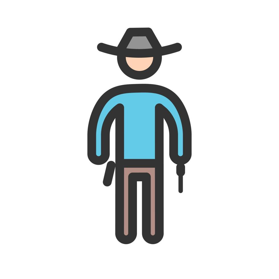 vaquero con icono de línea llena de pistola vector