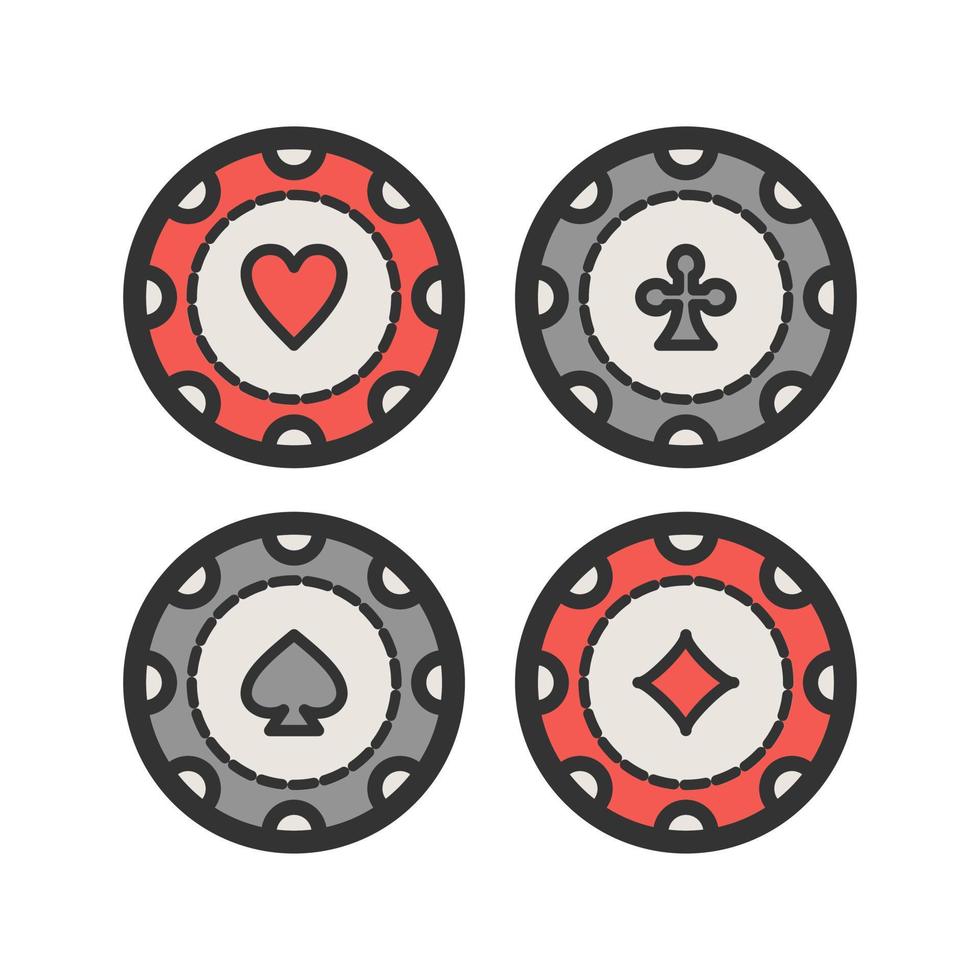 Casino Chips Filled Line Icon vector