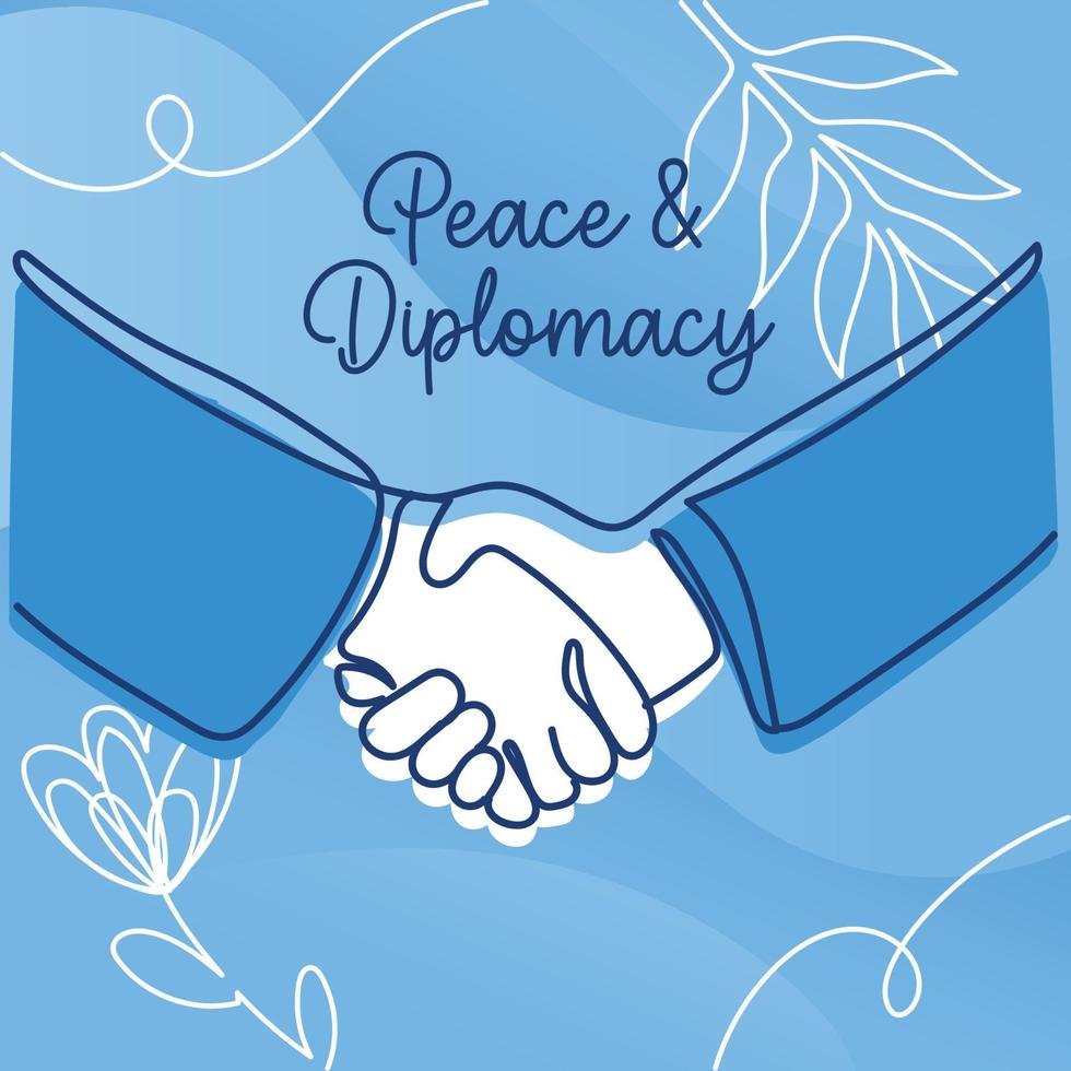 Sketch of pair of shaking hands Peace and diplomacy flat concept Vector