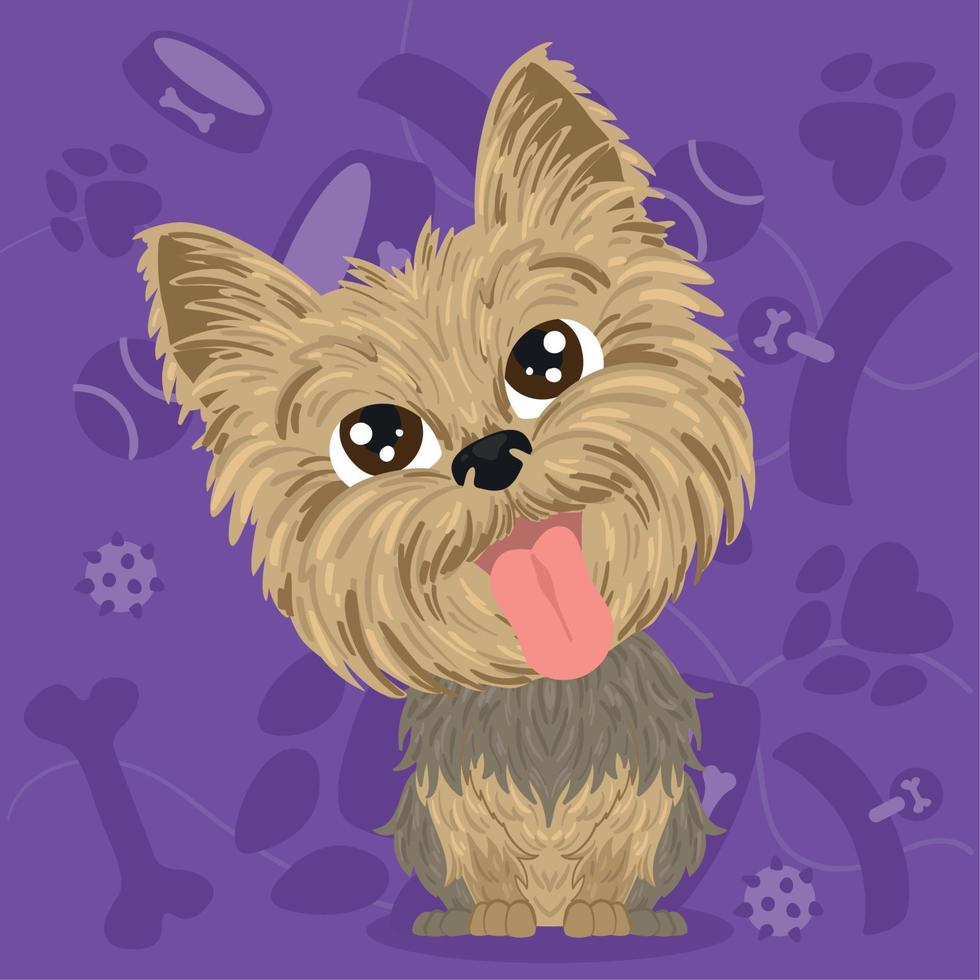 Isolated cute schnauzer dog character on a pet toys background Vector