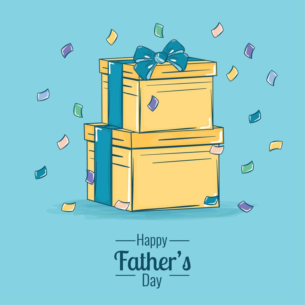 Isolated stack of presents with ribbon Happy fathers day Vector