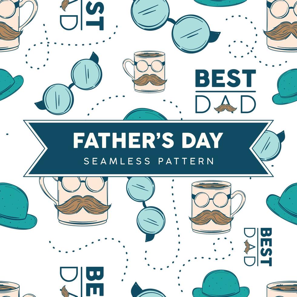 Seamless pattern background with hipster dad icons Happy father day Vector